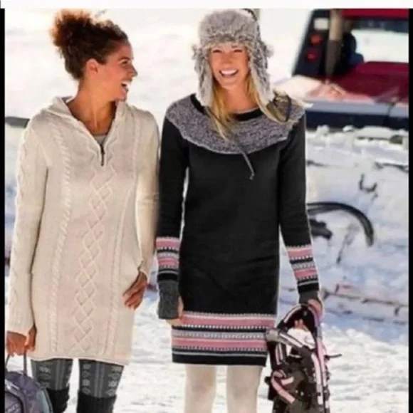 Athleta Nordic Fair Isle Style Knit Sweater Dress Size M - Picture 2 of 10